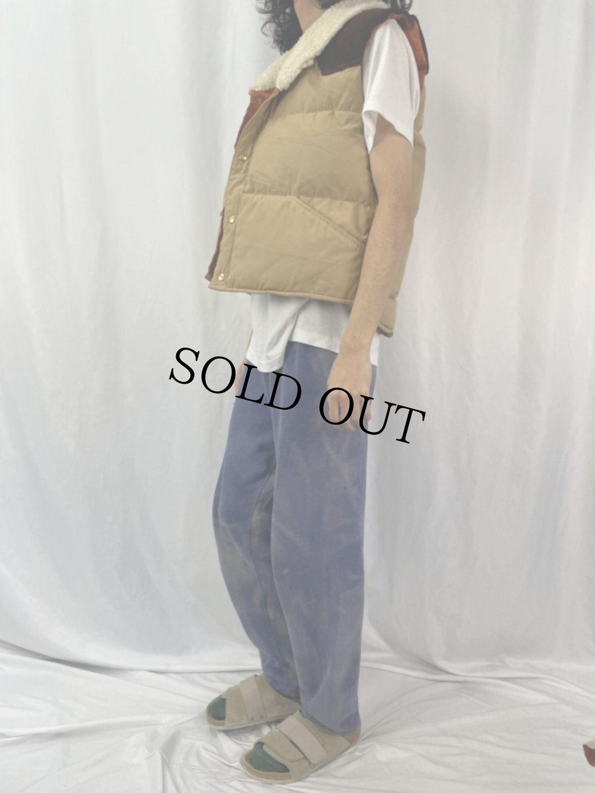 画像3: 70's USA製 襟ボア ウエスタンダウンベスト M (3)