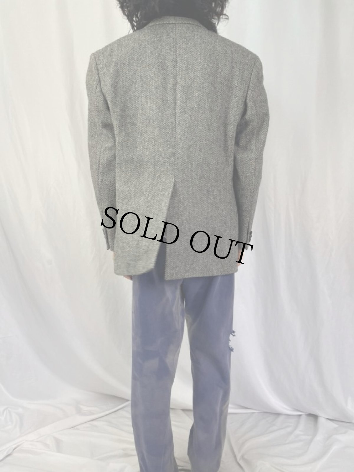 画像4: 80〜90's Harris Tweed CANADA製 ヘリンボーン織 ツイードテーラードジャケット (4)