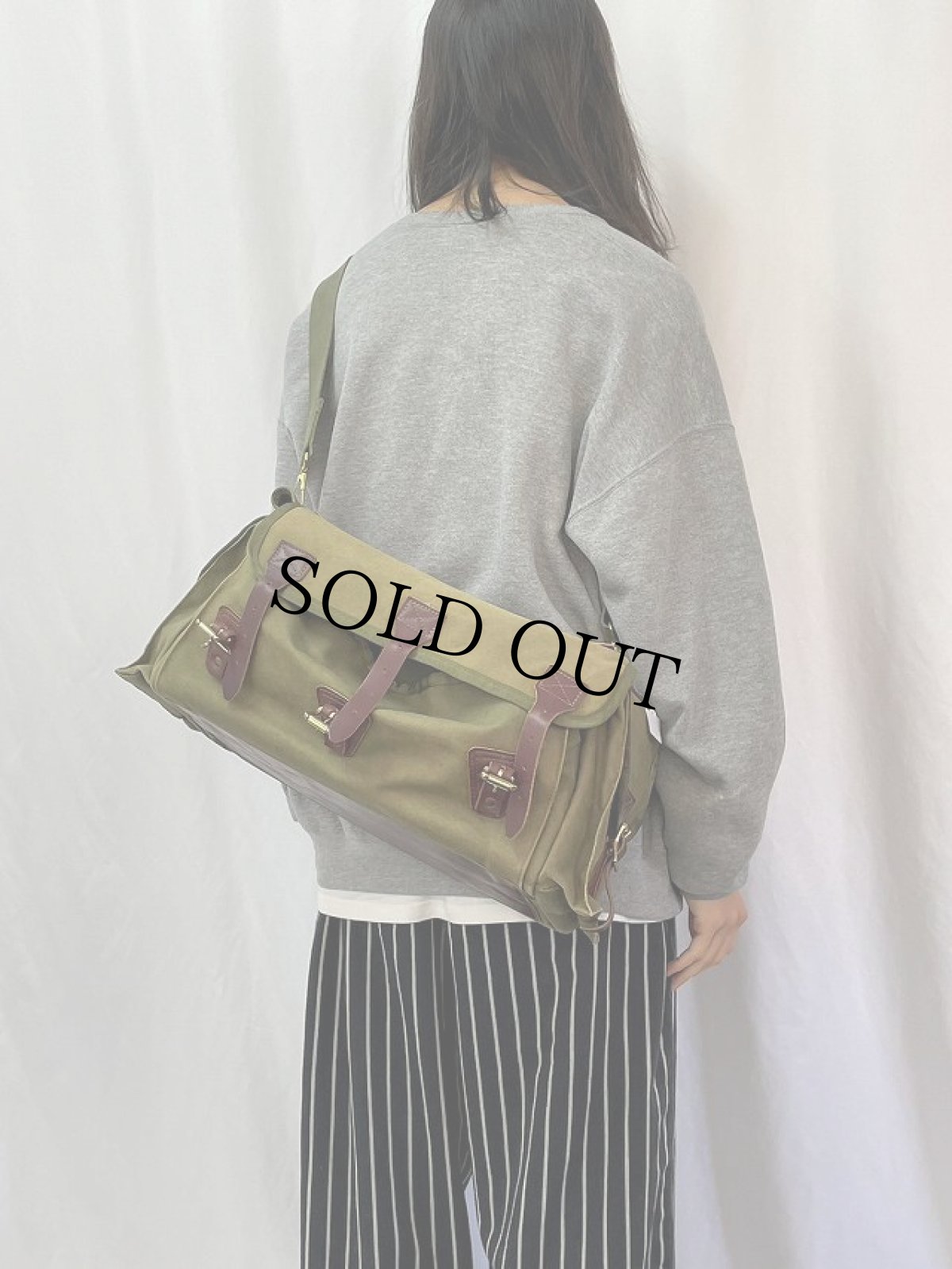 画像2: VINTAGE ABERCROMBIE AND FITCH レザー×キャンバスショルダーバッグ (2)