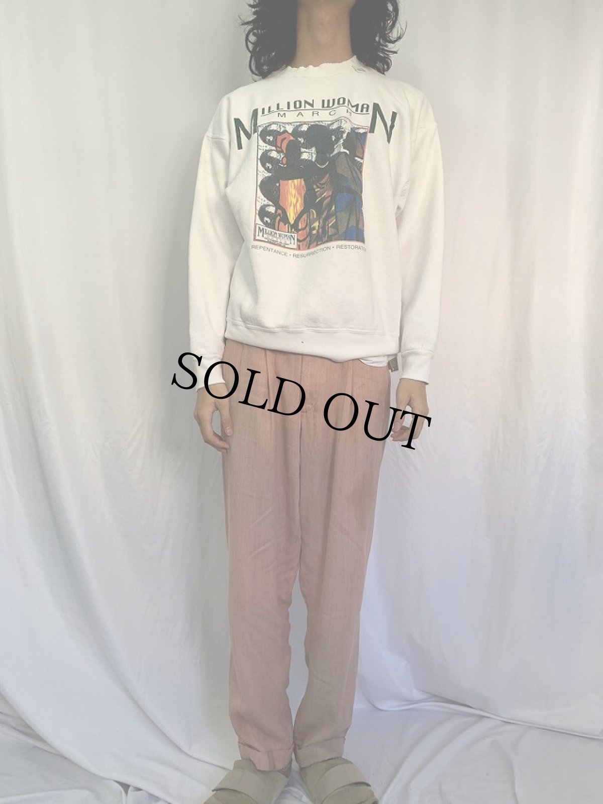 画像2: 90's MILLION WOMAN MARCH 人権行進 プリントスウェット (2)