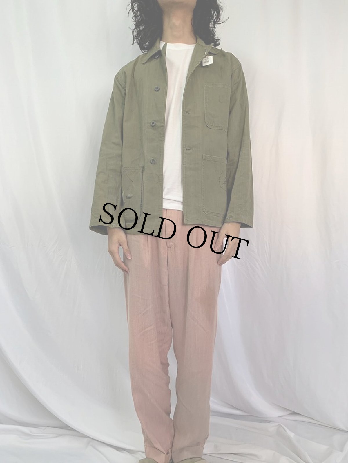 画像2: 40's U.S.NAVY N-3 "SEABEES" ステンシル入り HBTジャケット SIZE34 (2)