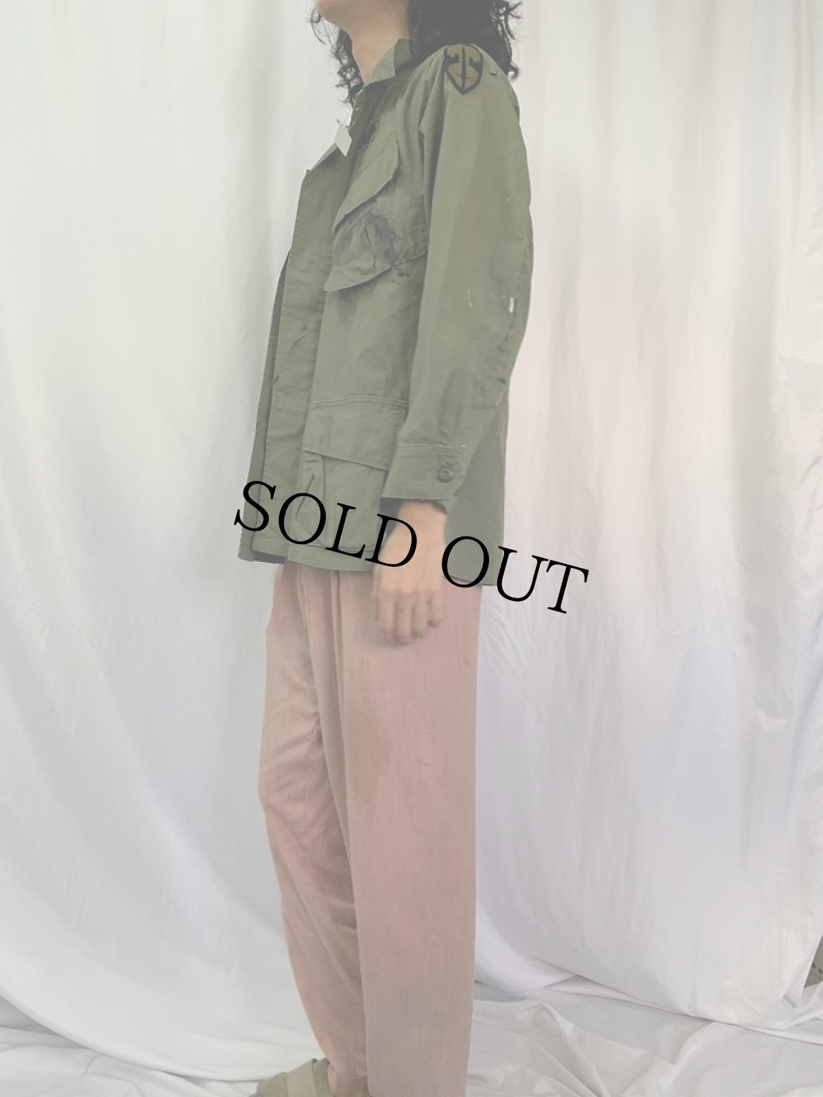 画像3: 60's U.S.ARMY "GUN SLINGER" ピースマークハンドペイント ジャングルファティーグジャケット 4th MEDIUM-SHORT (3)