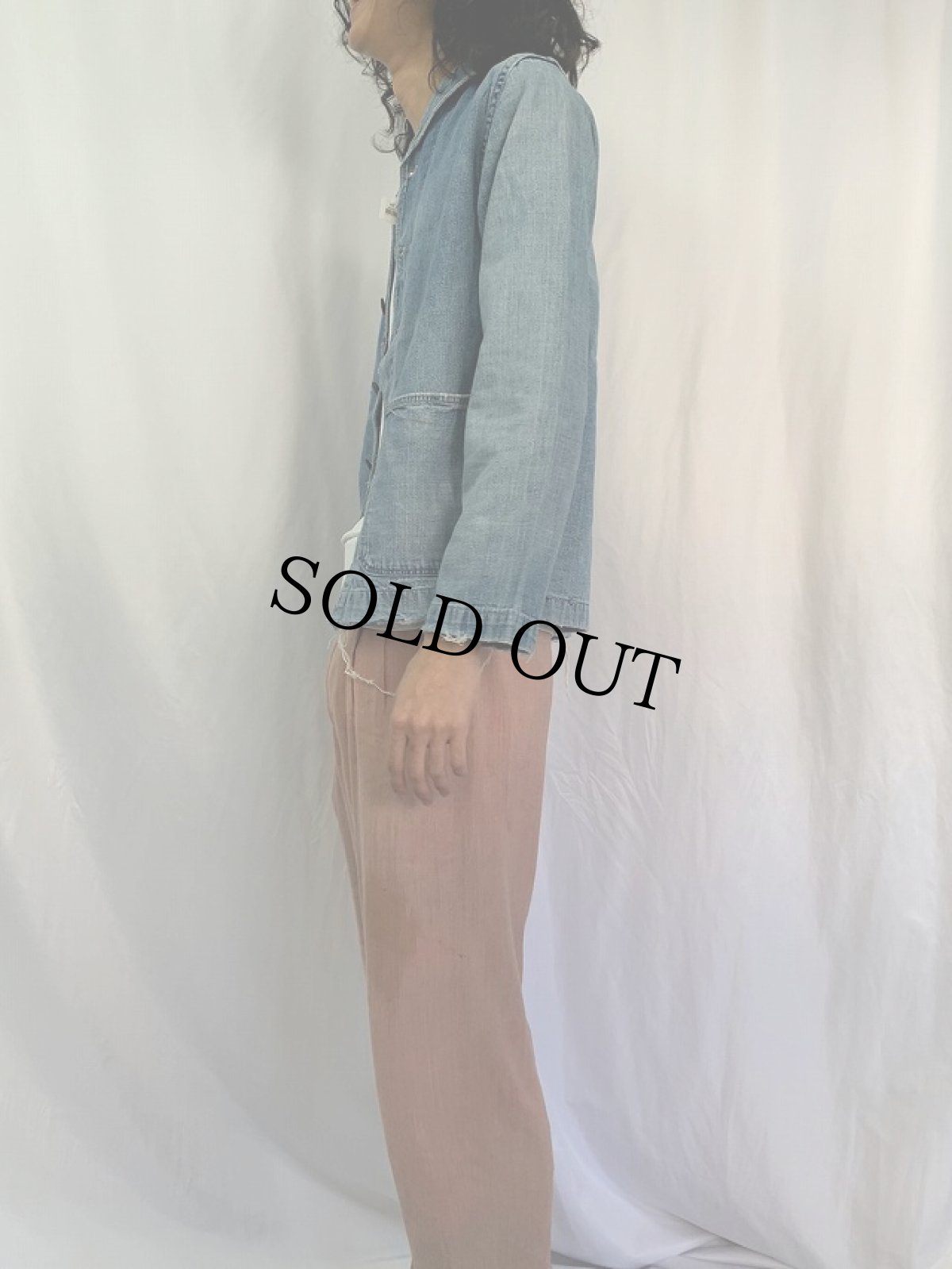 画像3: 40's U.S.NAVY チェンジボタン ショールカラーデニムカバーオール (3)