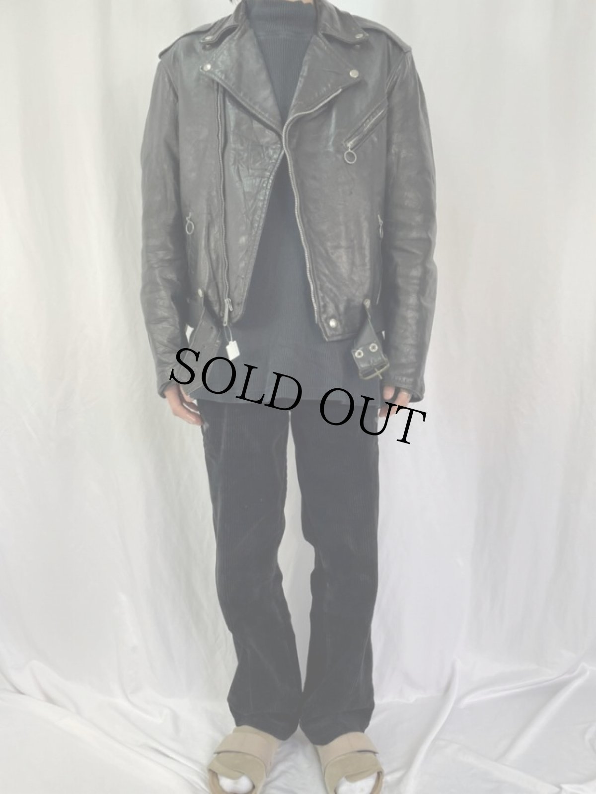 画像2: 60's Brooks Leather Sportswear ダブルライダースジャケット (2)