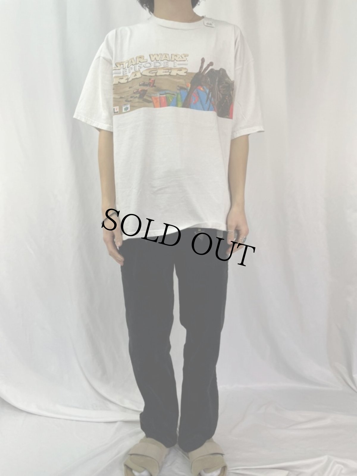 画像2: 90's STAR WARS -episode I- RACER ビデオゲーム キャラクタープリントTシャツ XL (2)