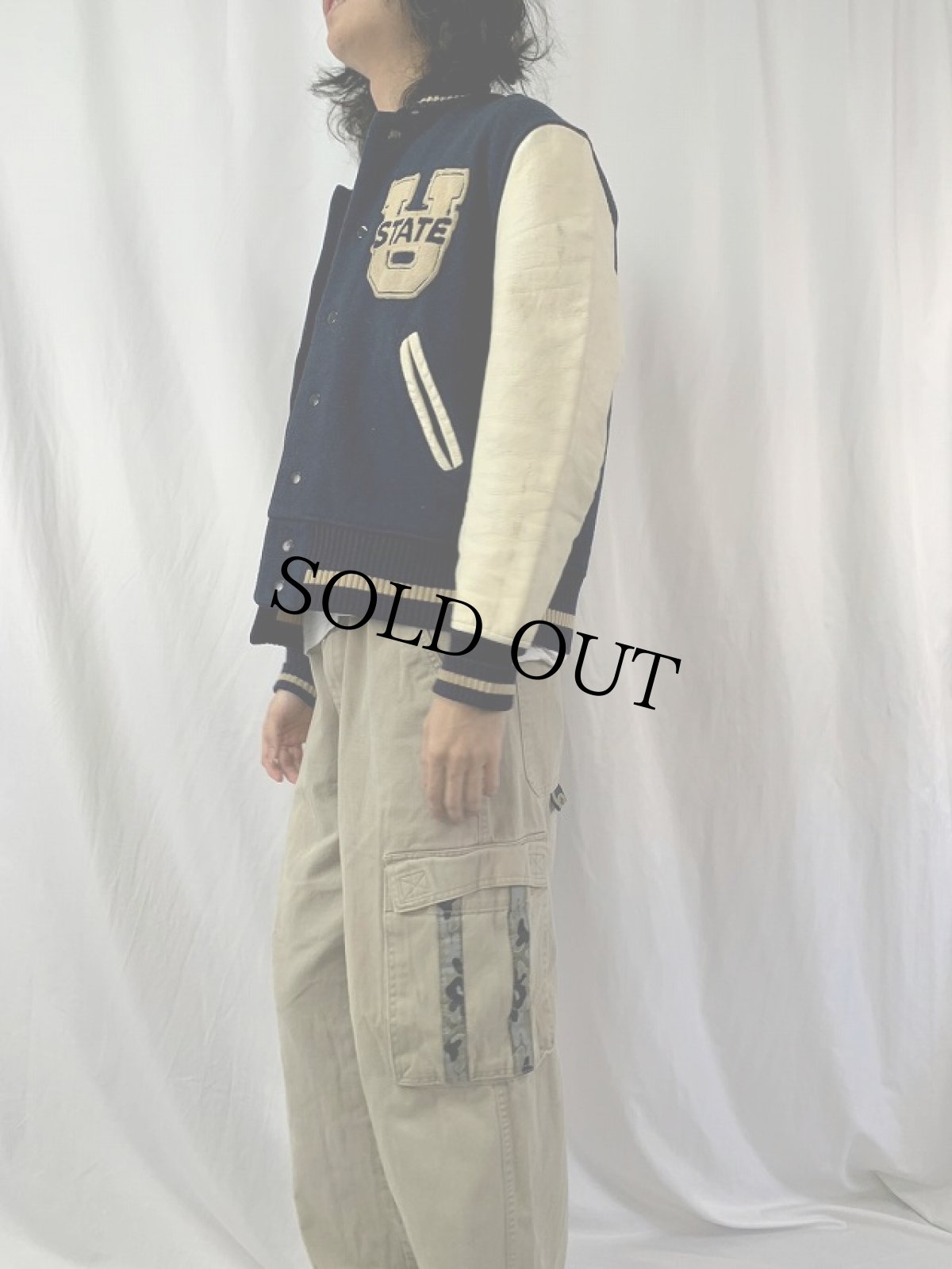 画像3: 60's Whiting "STATE" ウール×レザースタジャン 42 (3)