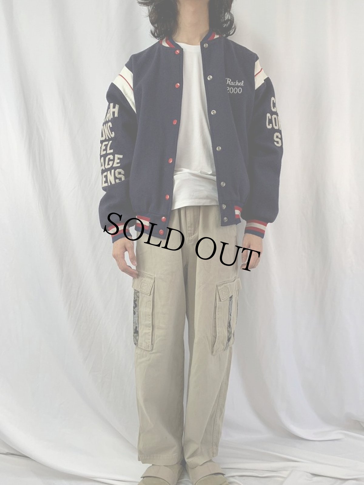 画像2: 〜80's USA製 "ROCKETS" ウールスタジャン 48 (2)