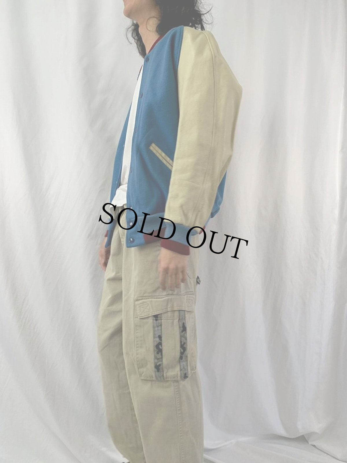 画像3: 70's レザー×メルトンウールスタジャン (3)