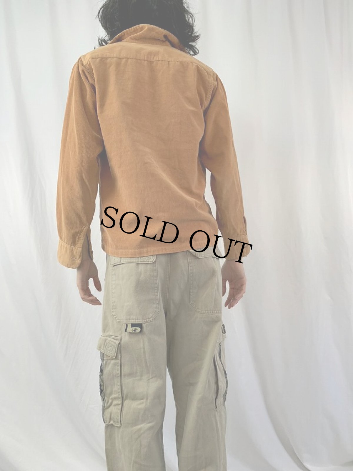 画像4: 60's CHECKERS コーデュロイオープンカラーシャツ SIZE18 (4)