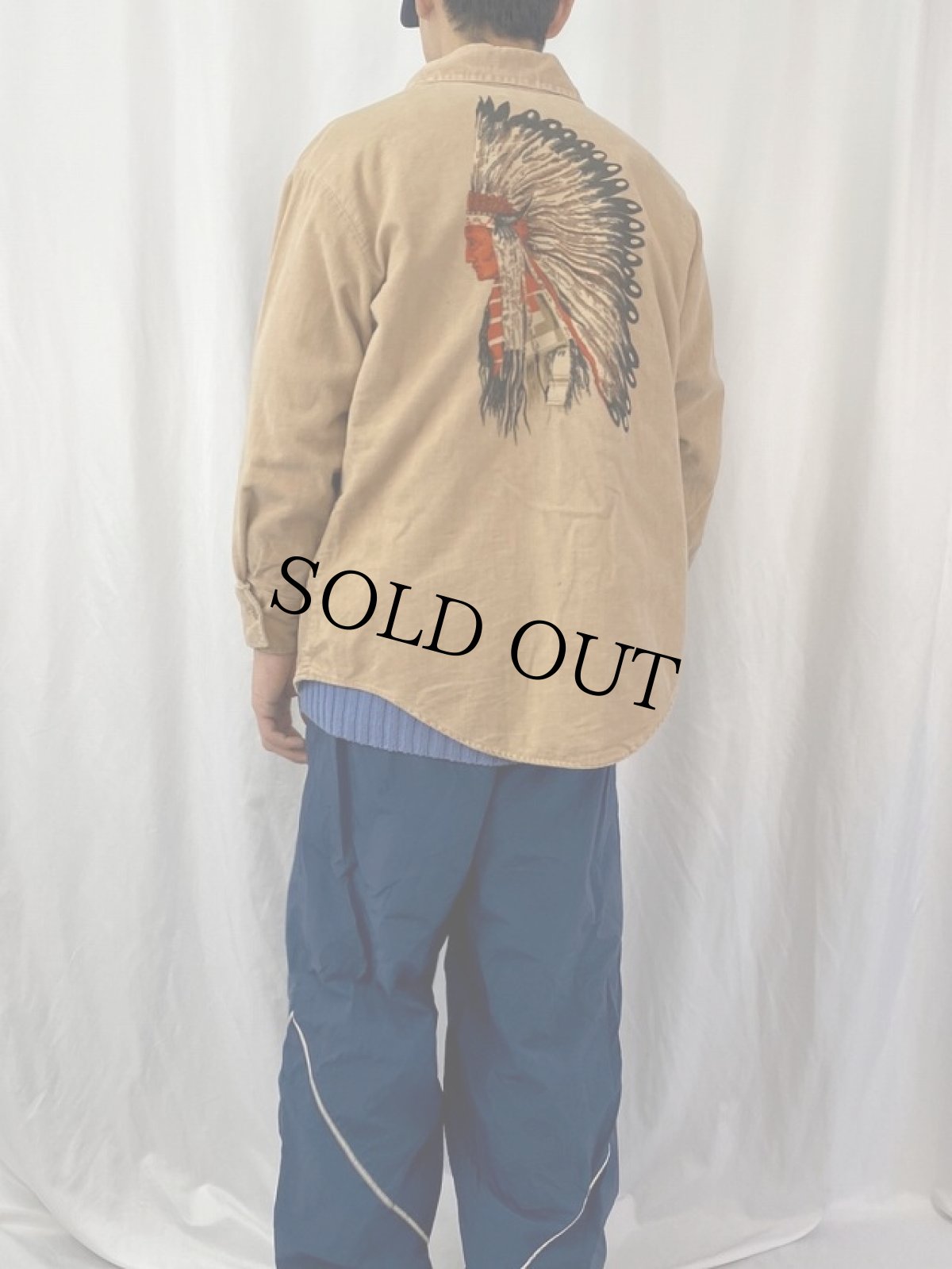 画像5: 70's MONTGOMERY WARD インディアンペイント コーデュロイシャツ L (5)