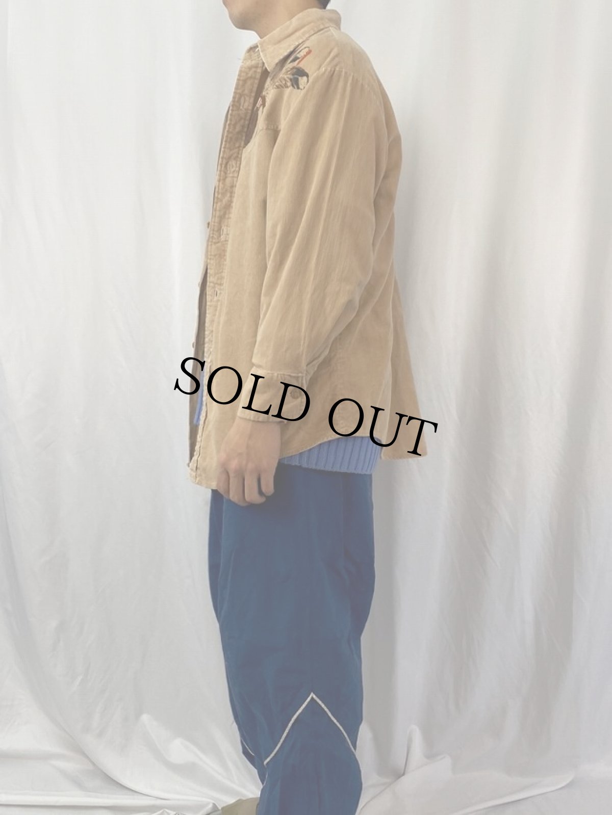 画像4: 70's MONTGOMERY WARD インディアンペイント コーデュロイシャツ L (4)