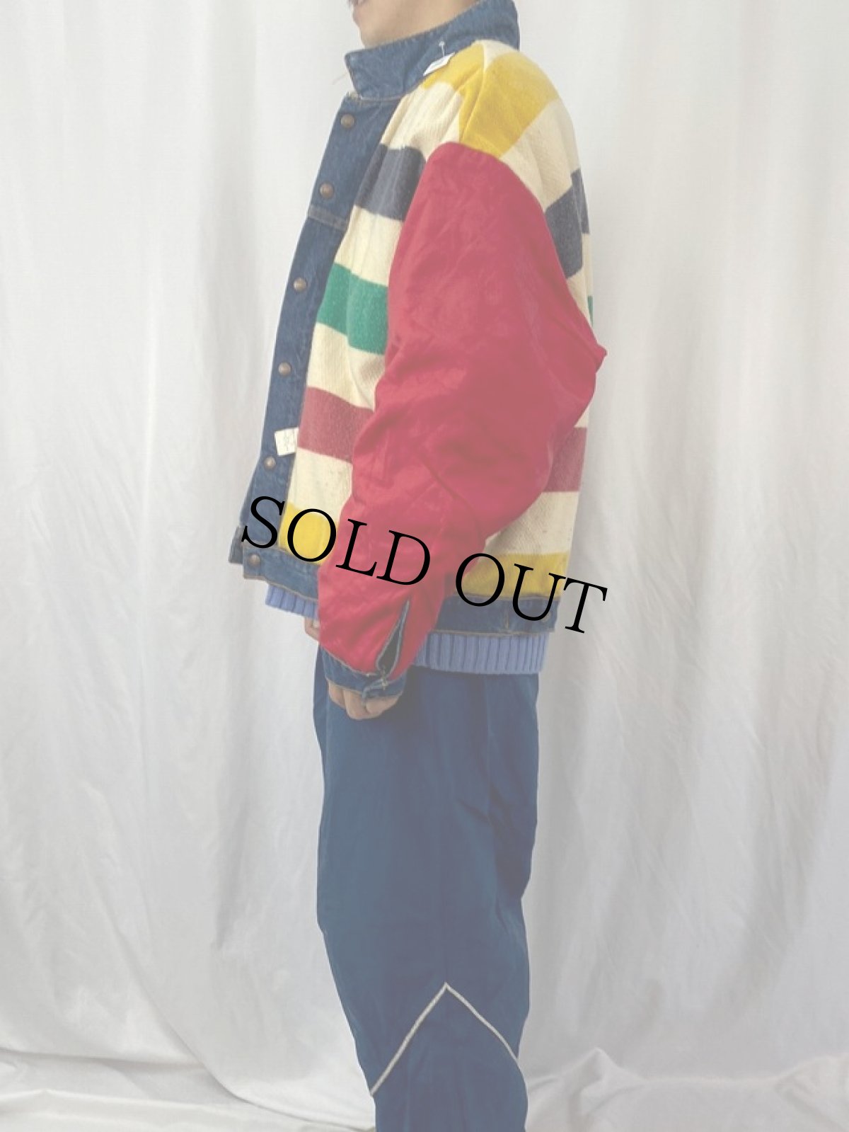 画像4: 90's Levi's×Hudson's Bay 70617-0291 USA製 ブランケットライナー リバーシブルデニムジャケット XL (4)