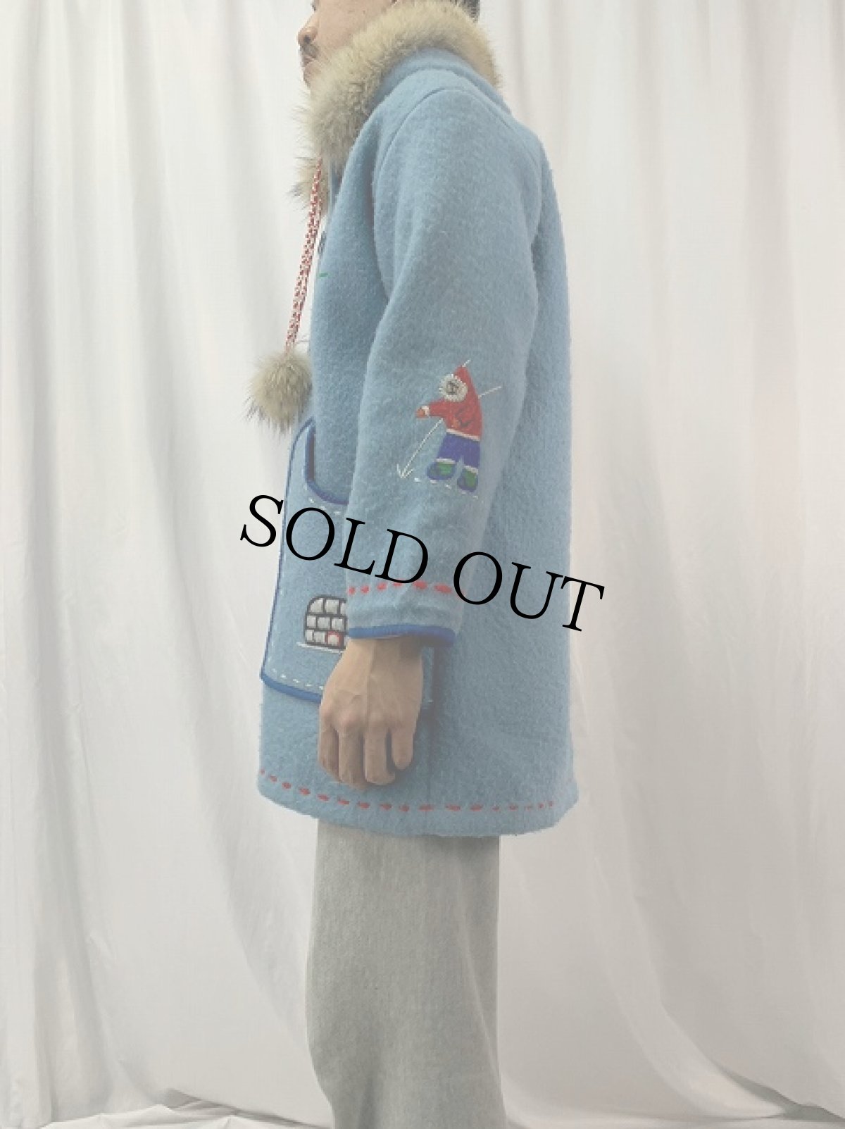 画像3: 刺繍デザイン ウールエスキモーコート (3)