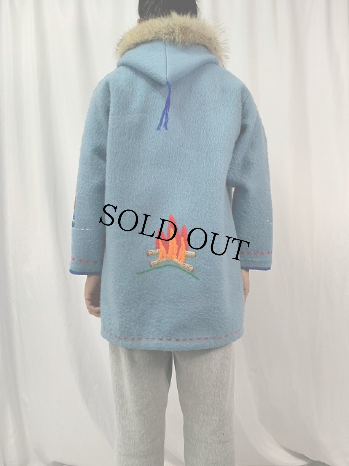 画像4: 刺繍デザイン ウールエスキモーコート (4)