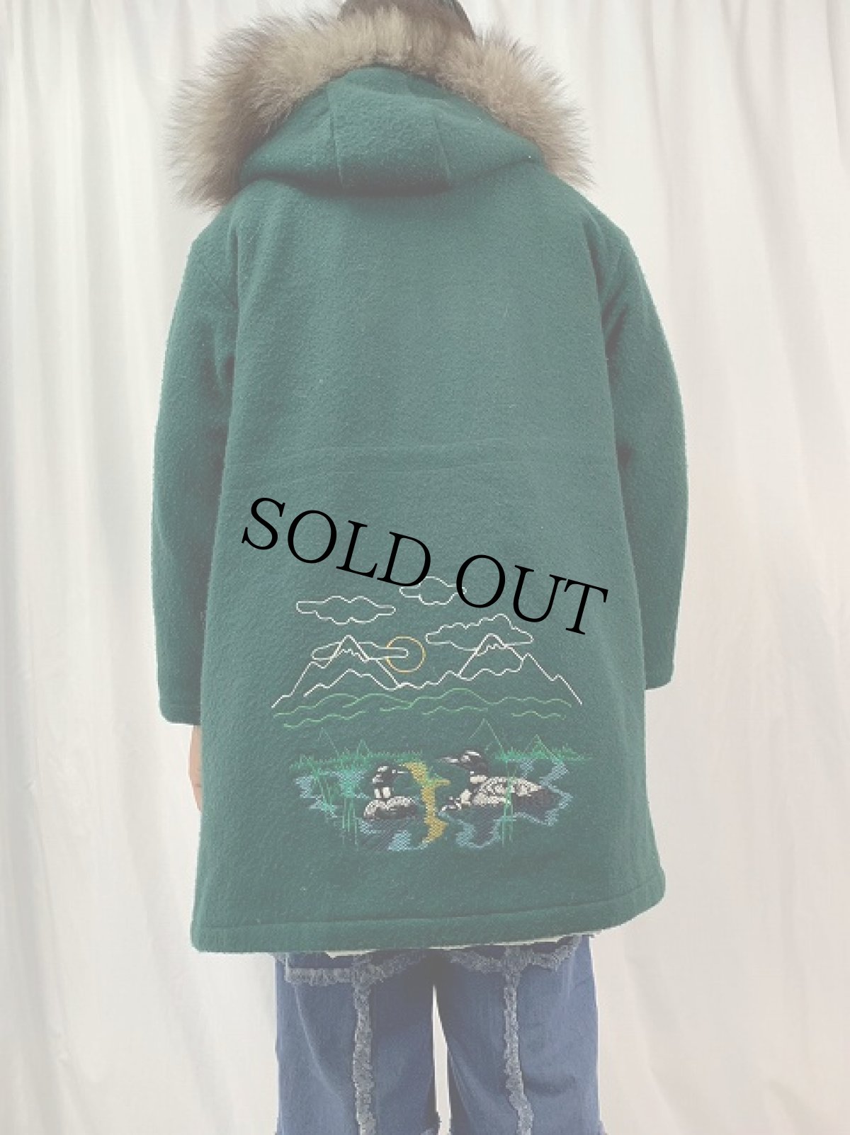 画像4: CANADA製 刺繍デザイン ウールエスキモーコート L (4)