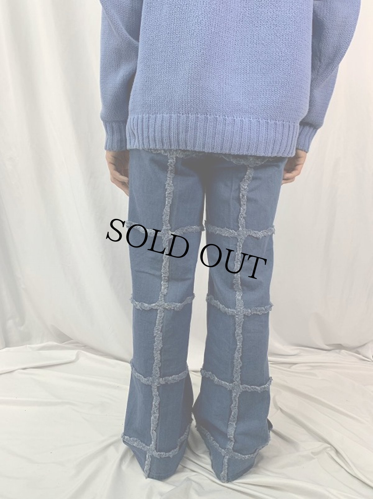 画像4: 70's フリンジデザイン デニムフレアパンツ W31 (4)