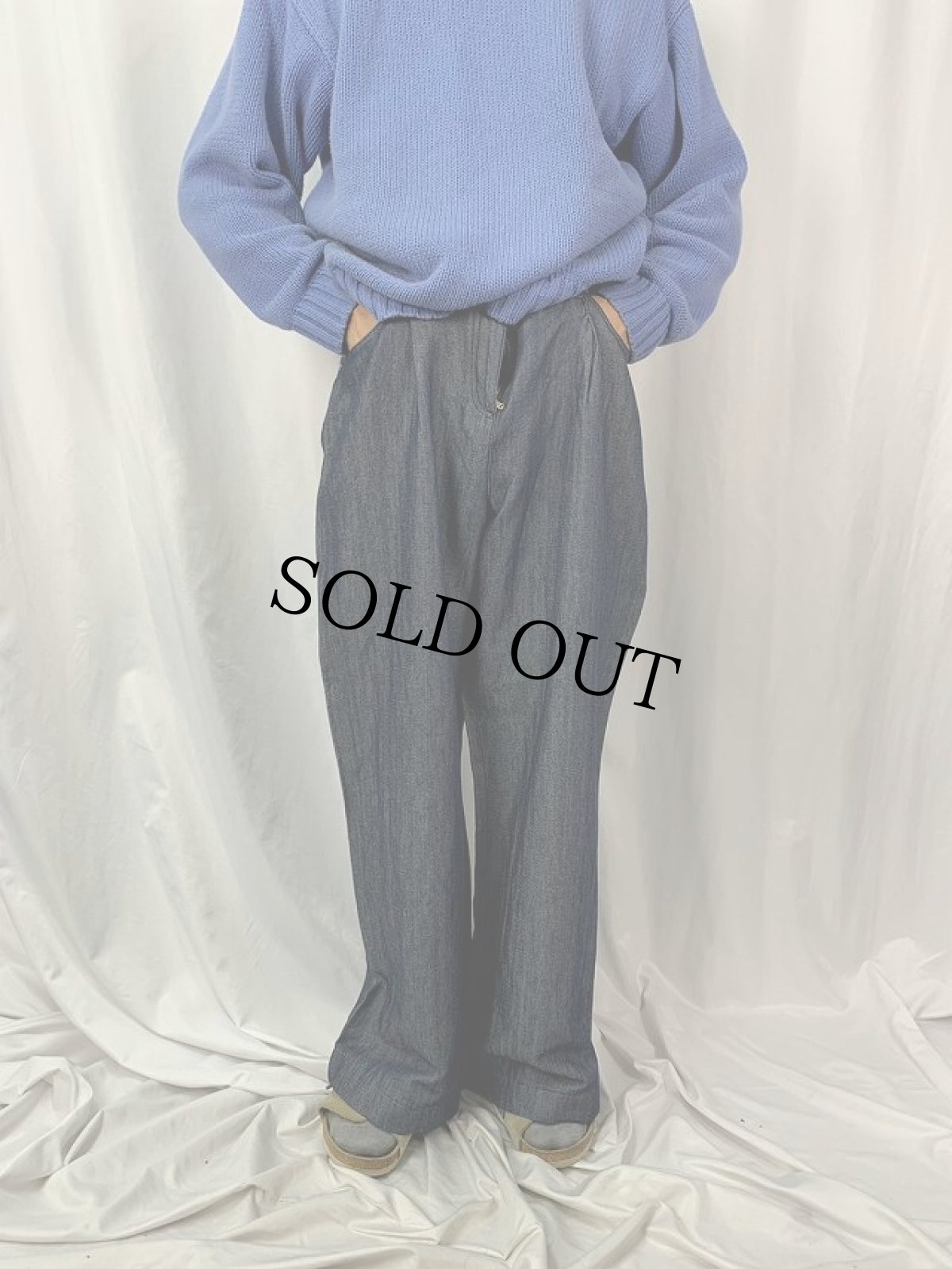 画像2: GIORGIO ARMANI ITALY製 1タック コットンリネン デニムパンツ W33 (2)