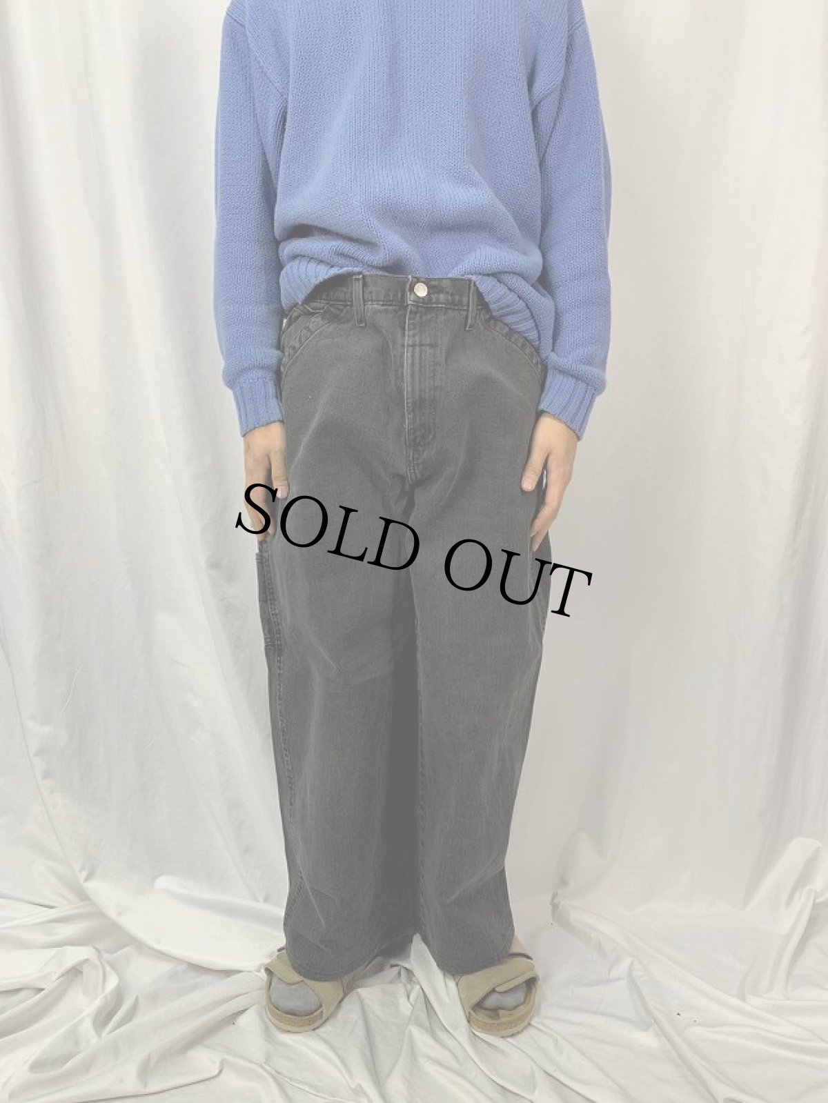 画像2: POLO JEANS CO. RALPH LAUREN ブラックデニムバギーパンツ W35 (2)