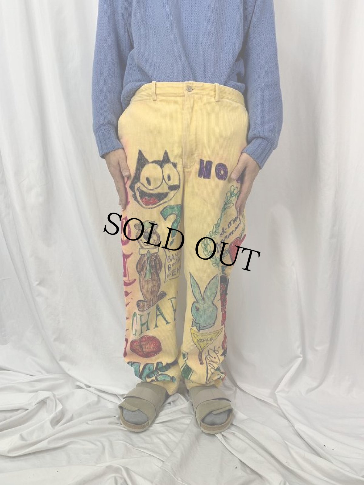 画像2: POLO RALPH LAUREN ハンドペイント コーデュロイパンツ W35 (2)