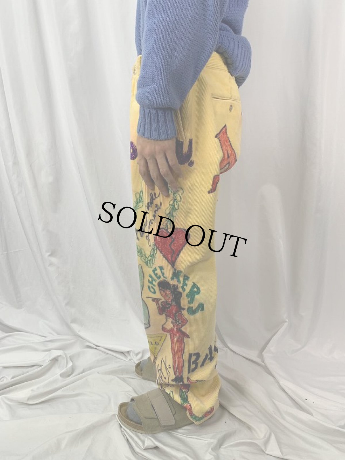 画像3: POLO RALPH LAUREN ハンドペイント コーデュロイパンツ W35 (3)