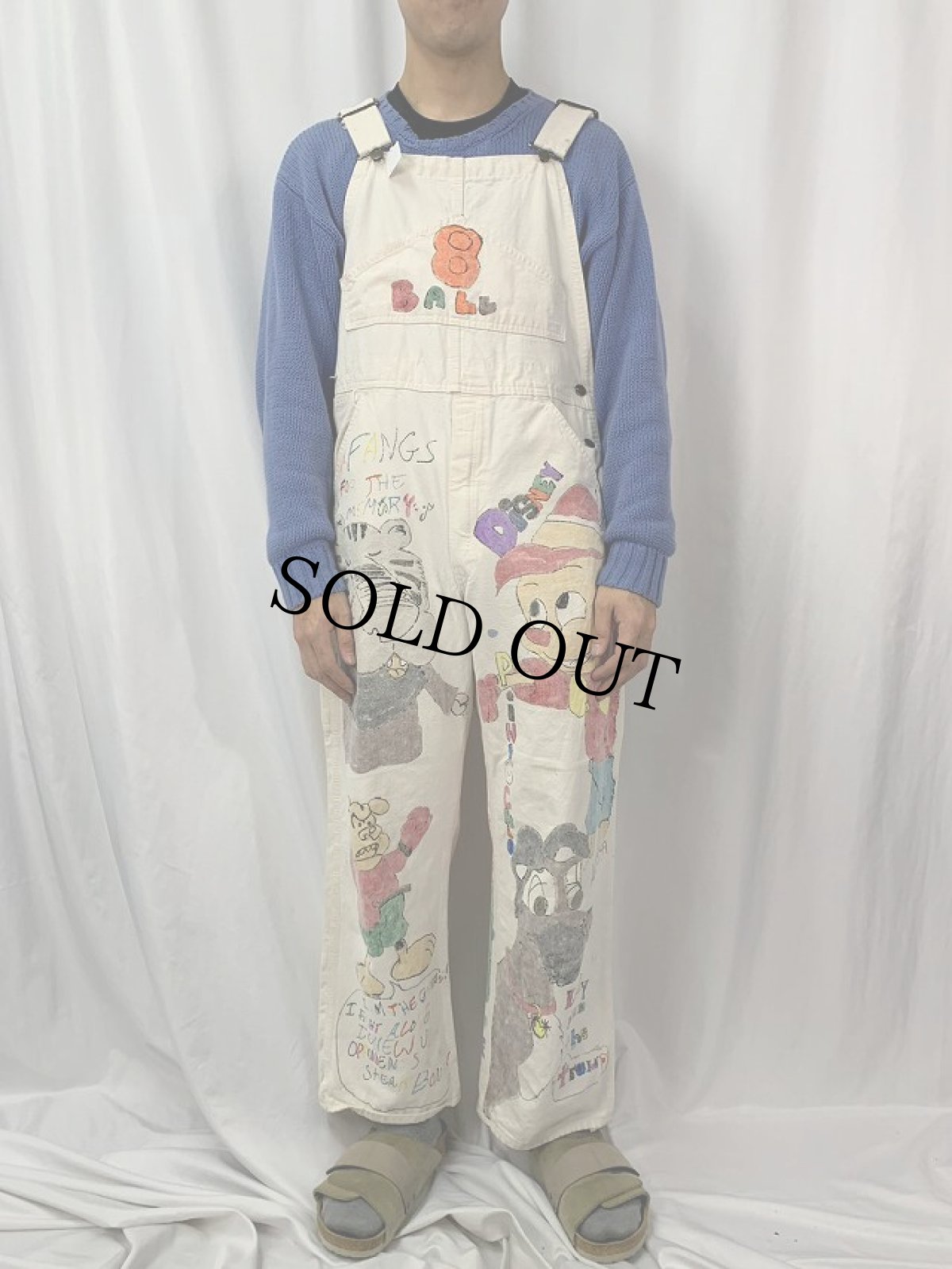 画像3: 80〜90's SEARS USA製 ハンドペイント オーバーオール W35 (3)