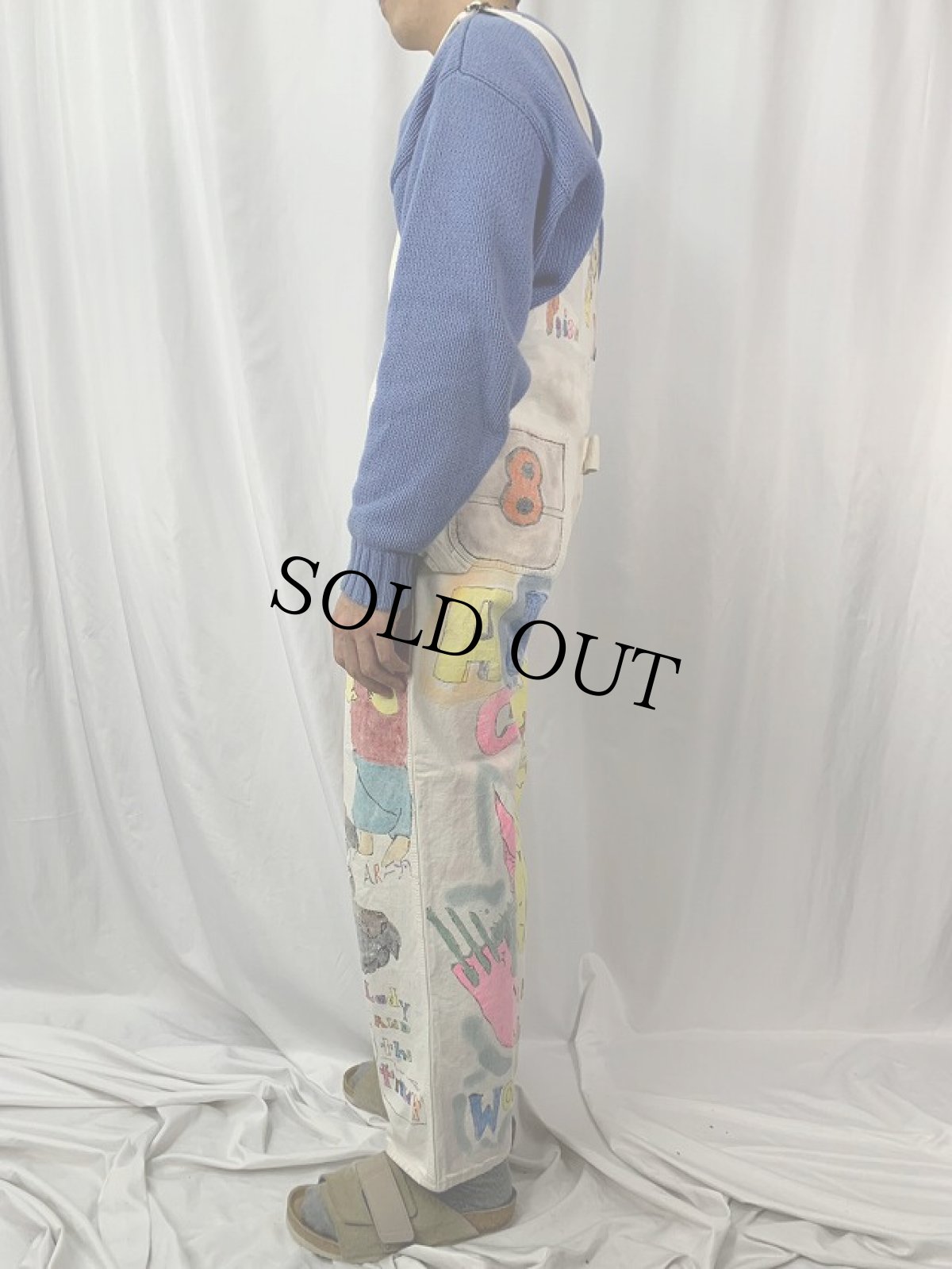 画像4: 80〜90's SEARS USA製 ハンドペイント オーバーオール W35 (4)