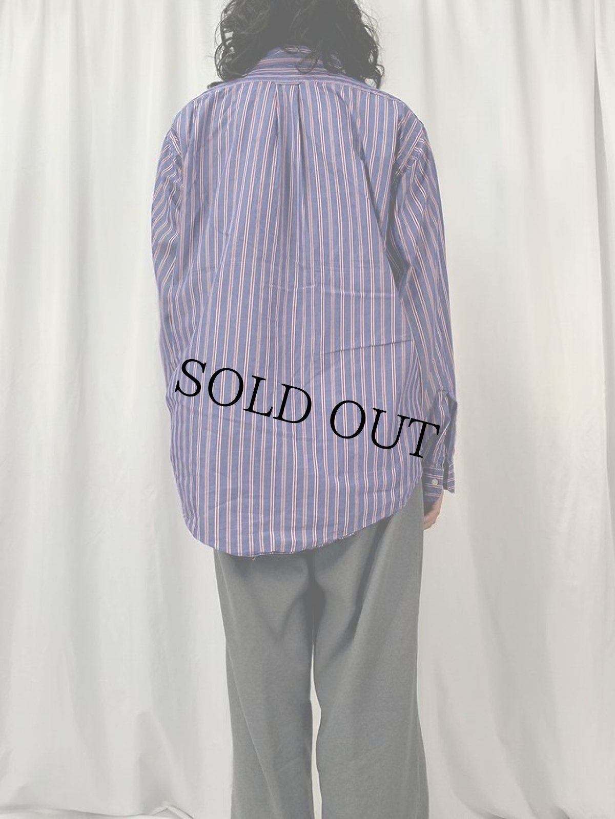 画像4: 90's〜 BROOKS BROTHERS USA製 ストライプ柄 コットンポプリンボタンダウンシャツ SIZE17 1/2-7 (4)