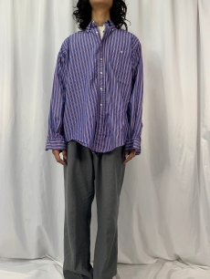 画像2: 90's〜 BROOKS BROTHERS USA製 ストライプ柄 コットンポプリンボタンダウンシャツ SIZE17 1/2-7 (2)