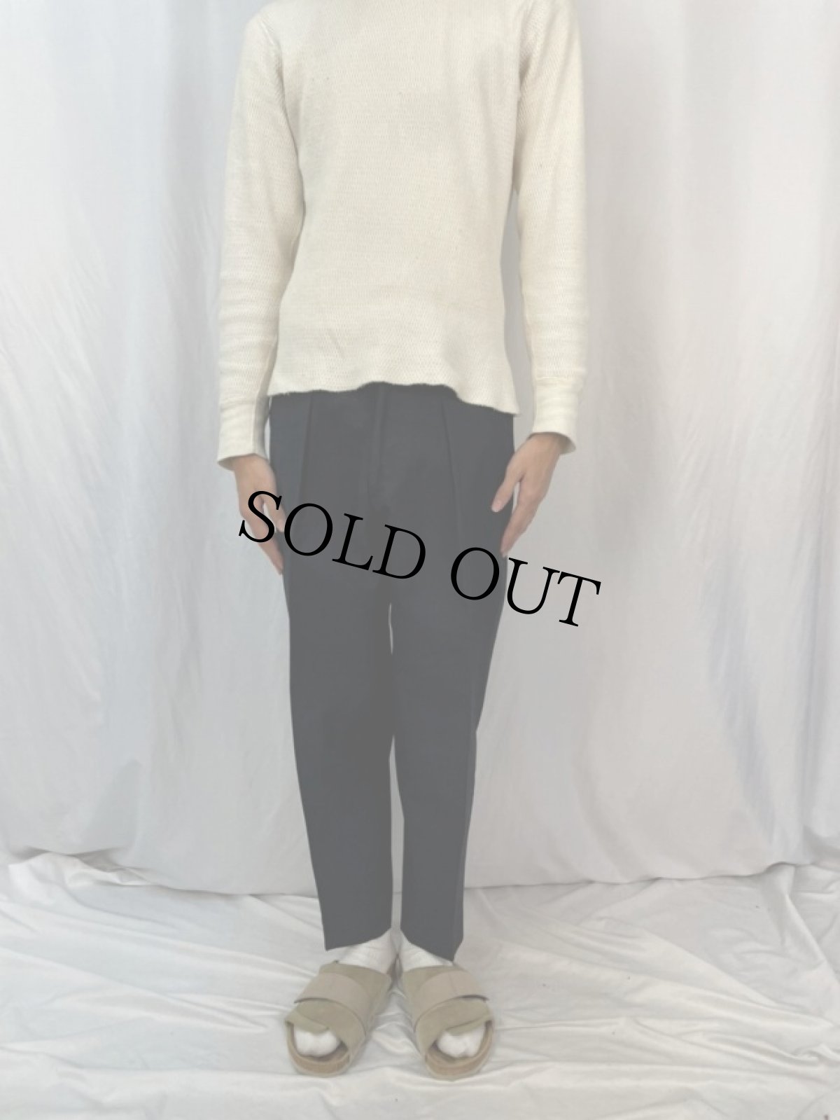 画像2: 60's BOND CLOTHES 1タックウールギャバ スラックス BLACK W3 (2)