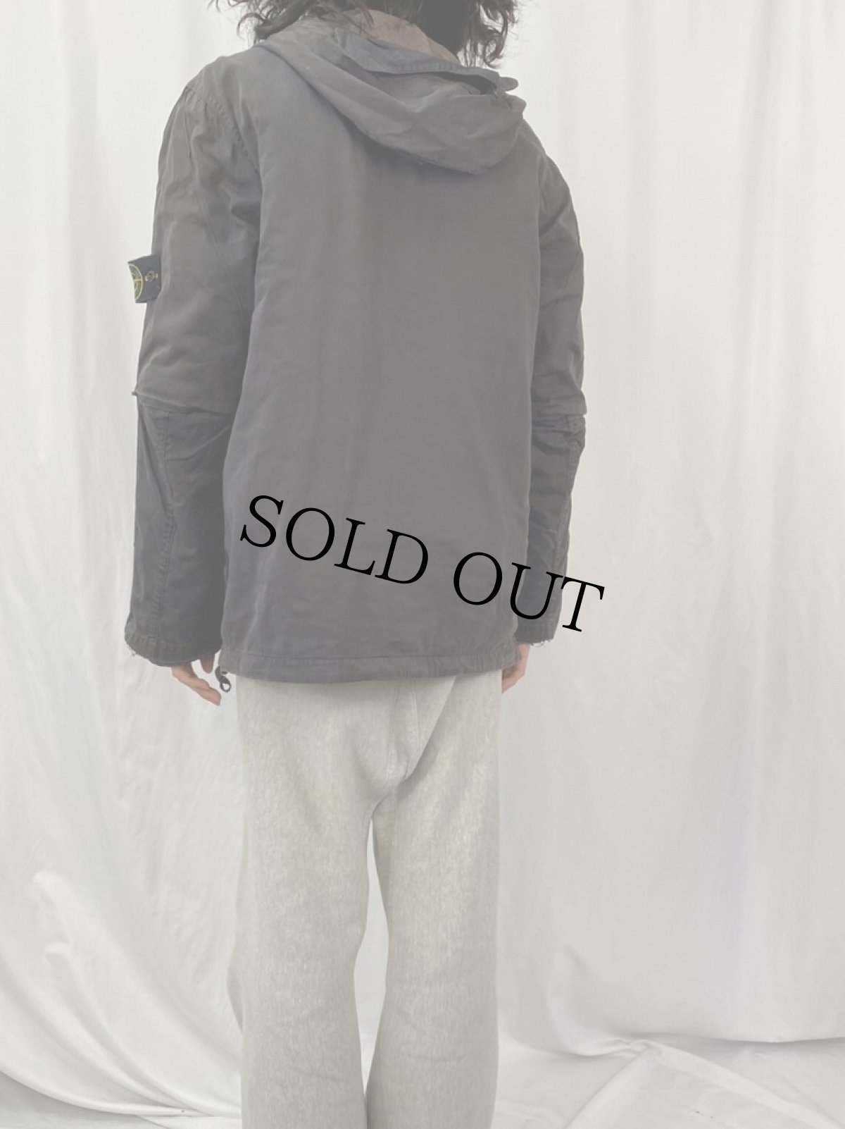 画像4: 90's STONE ISLAND Paul Harvey期 ITALY製 "Raso Gommato" ライナー付き ガーメントダイ コットンフードジャケット XL (4)