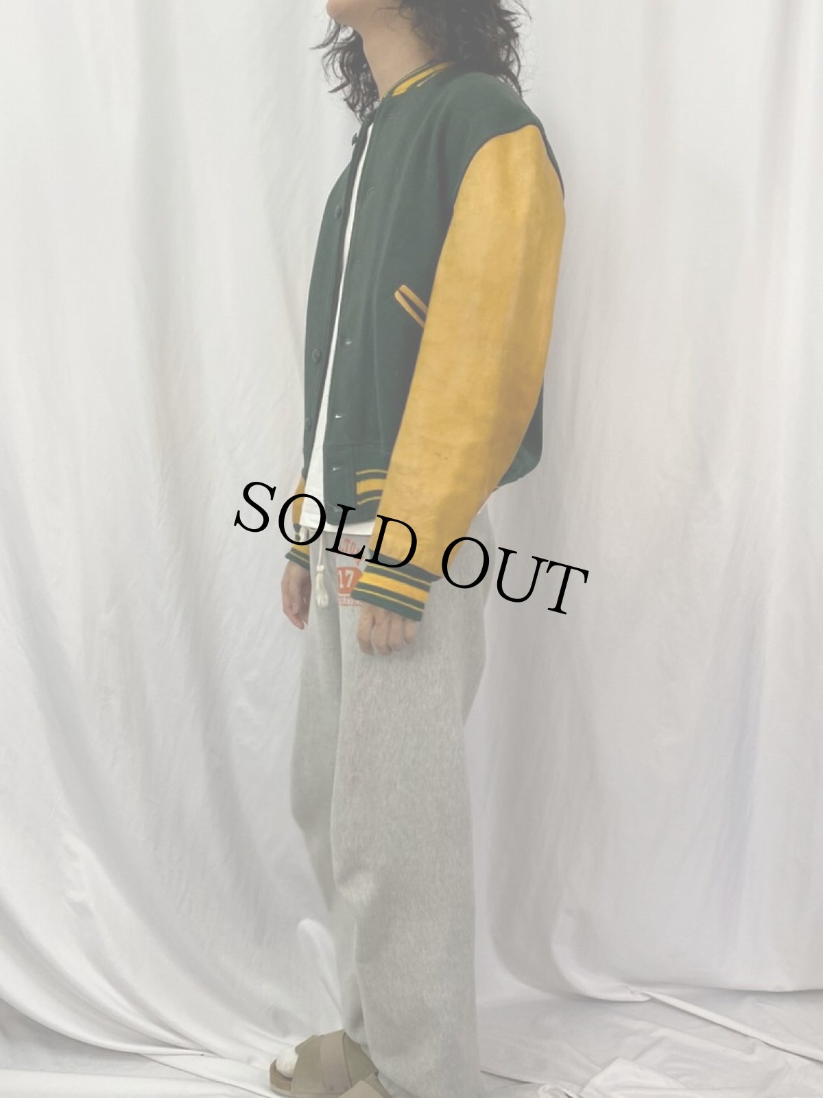 画像3: 50's BUTWIN レザー×メルトン ボタンスタジャン SIZE40 (3)