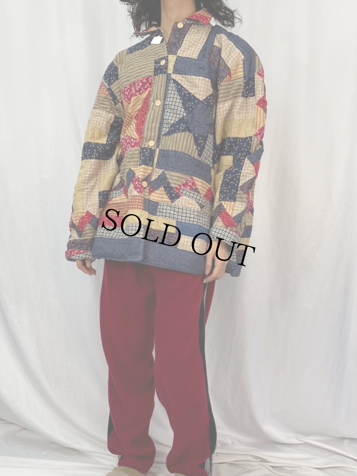 画像2: クレイジーパターン チェック柄 リバーシブルパッチワークジャケット XXL (2)