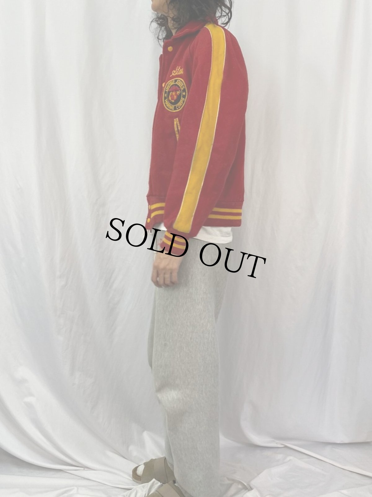 画像3: 60's USMC "U.S.MARINES MOSCOW USSR" フェルトパッチ×チェーン刺繍×ワッペン 襟付きメルトンスタジャン (3)