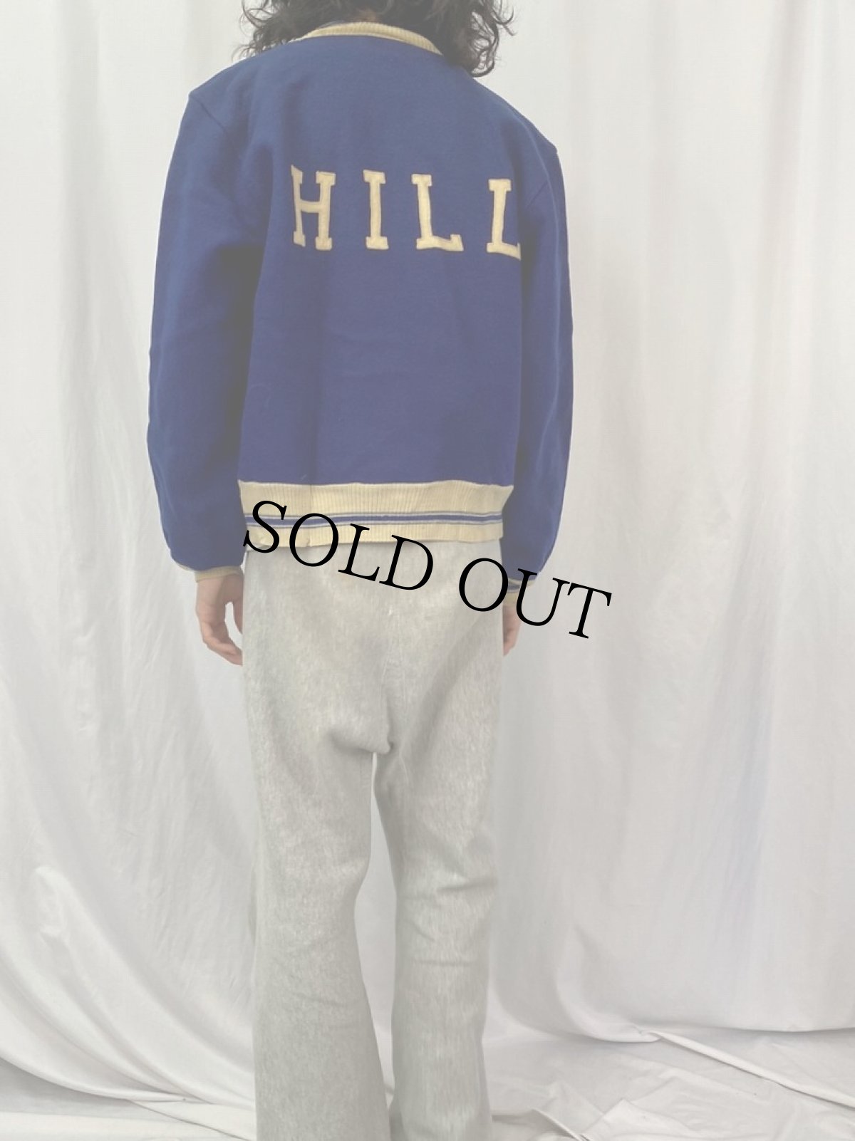 画像4: 40's GRANATO KNITTING CO. "HILL" フェルトパッチ付き メルトン ボタンスタジャン (4)