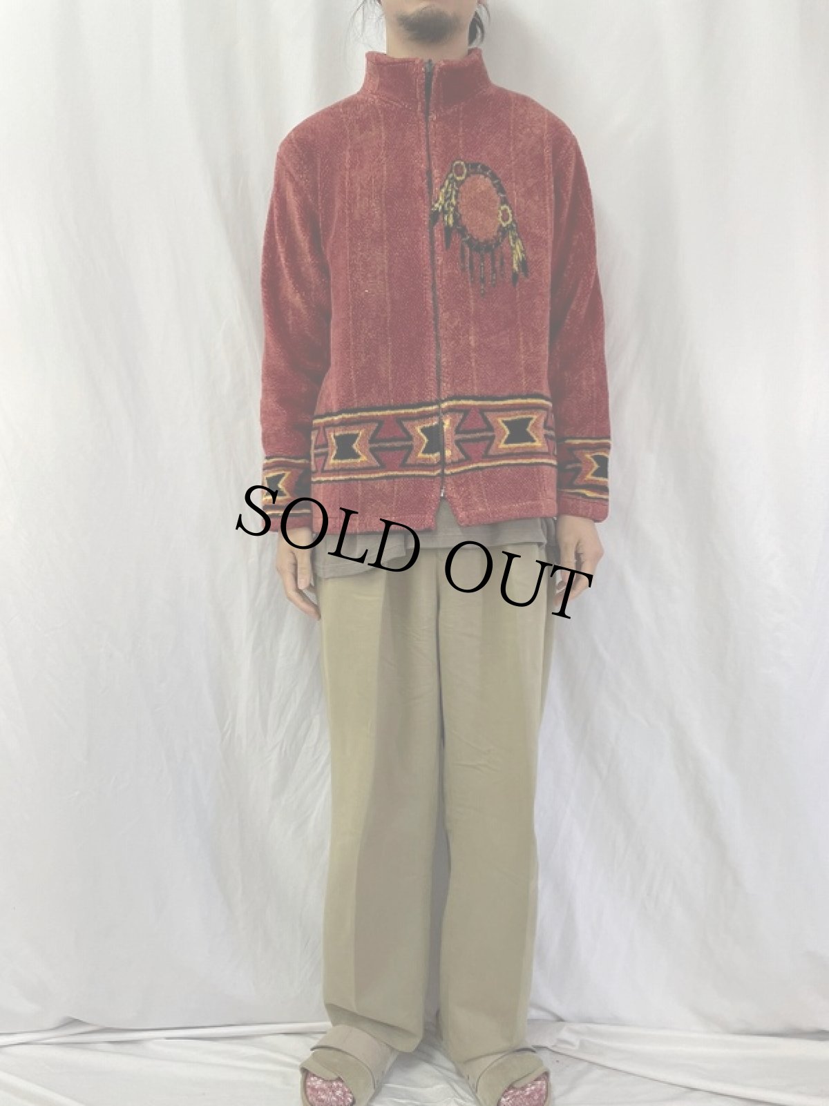 画像2: BLACK MOUNTAIN USA製 ドリームキャッチャー柄 フリースジャケット XL (2)