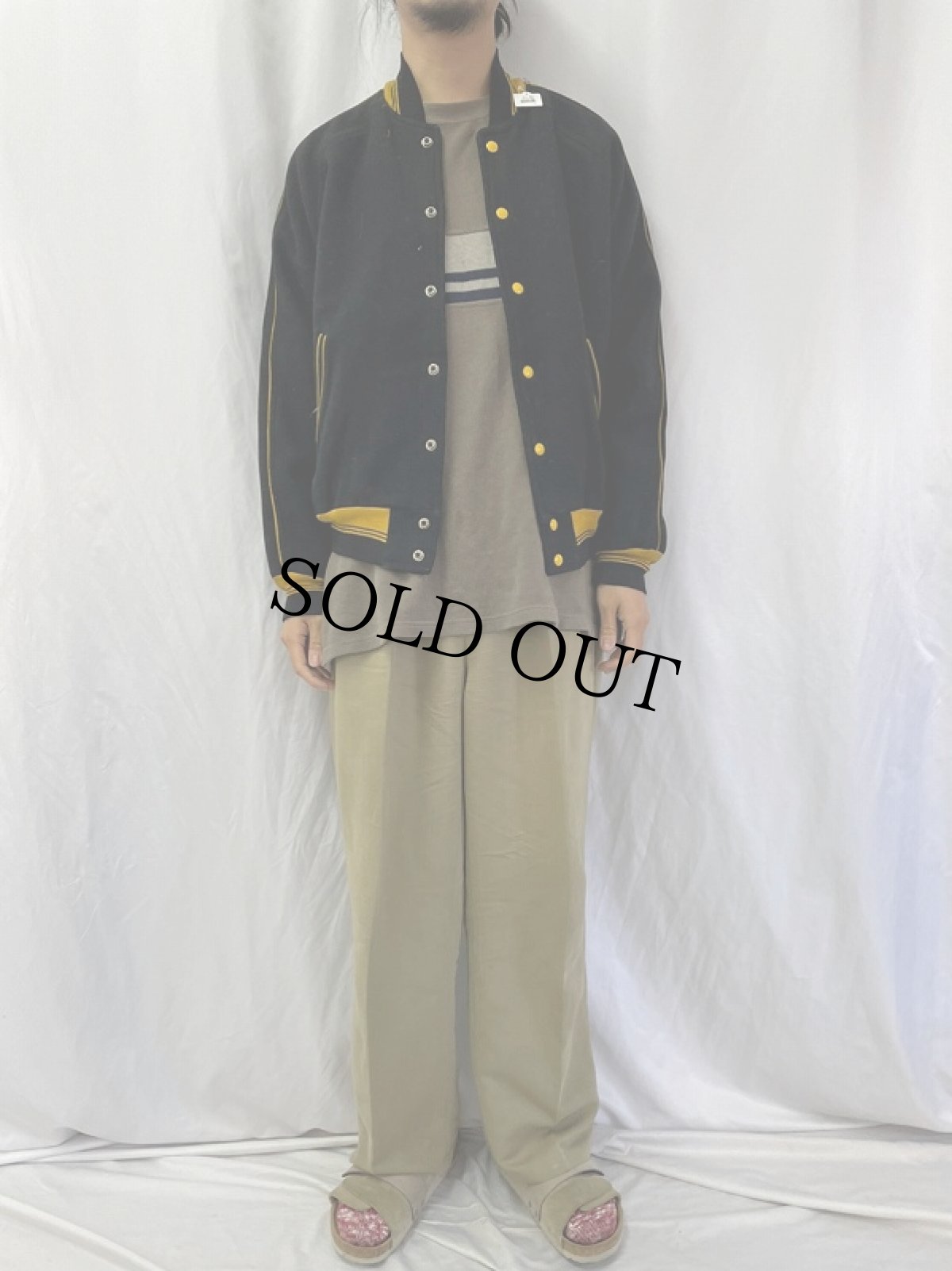 画像2: 50's Murray Randolph メルトンボタンスタジャン BLACK (2)