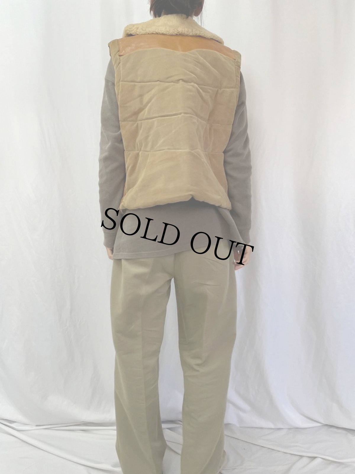 画像4: 70's STORM MOUNTAIN SPORTSWEAR USA製 中綿入り レザー×コーデュロイベスト SIZE44 (4)