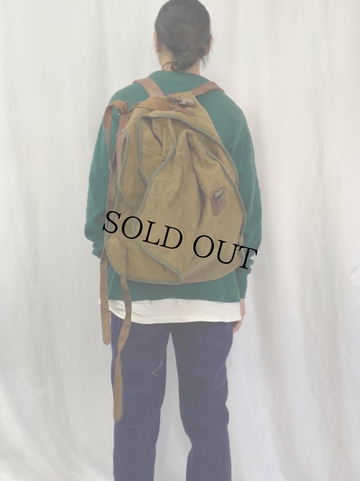 画像2: 50's WOODS オイルドキャンバス バックパック (2)