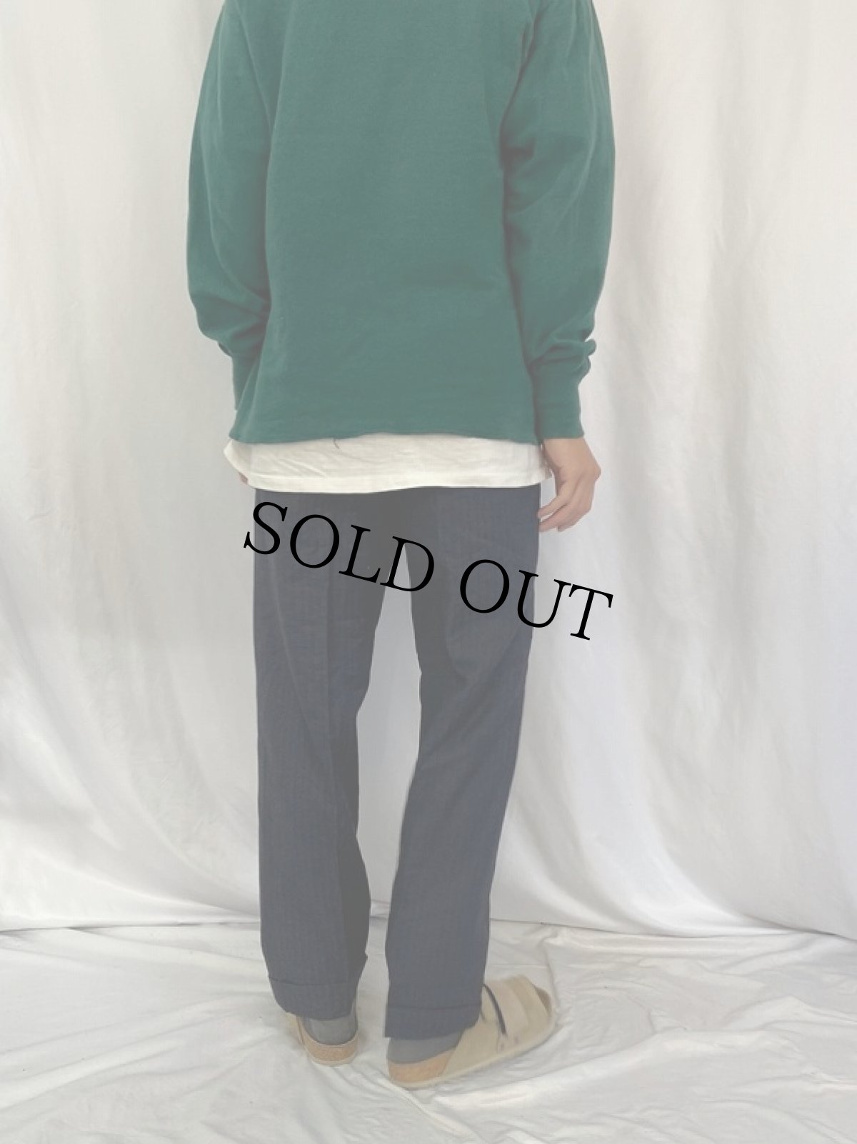 画像4: 60's ヘリンボーン織 ウールスラックス GRAY W31 (4)