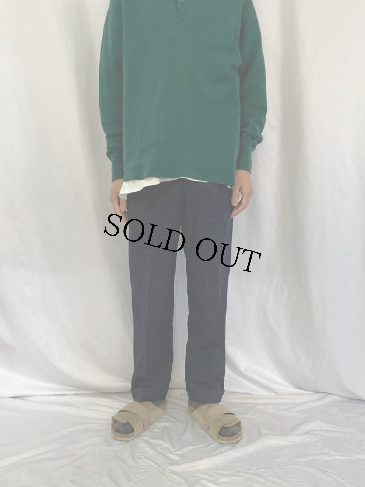 画像2: 60's ヘリンボーン織 ウールスラックス GRAY W31 (2)