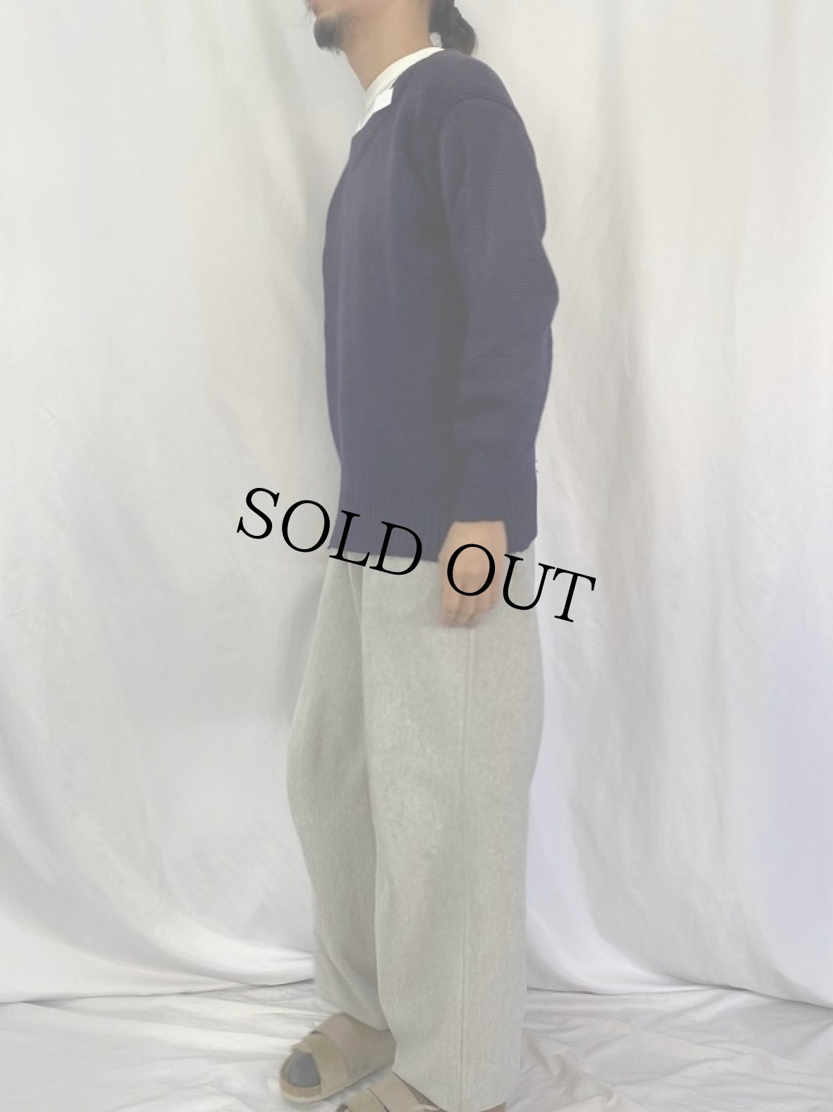 画像3: 50's ウールニットセーター NAVY (3)