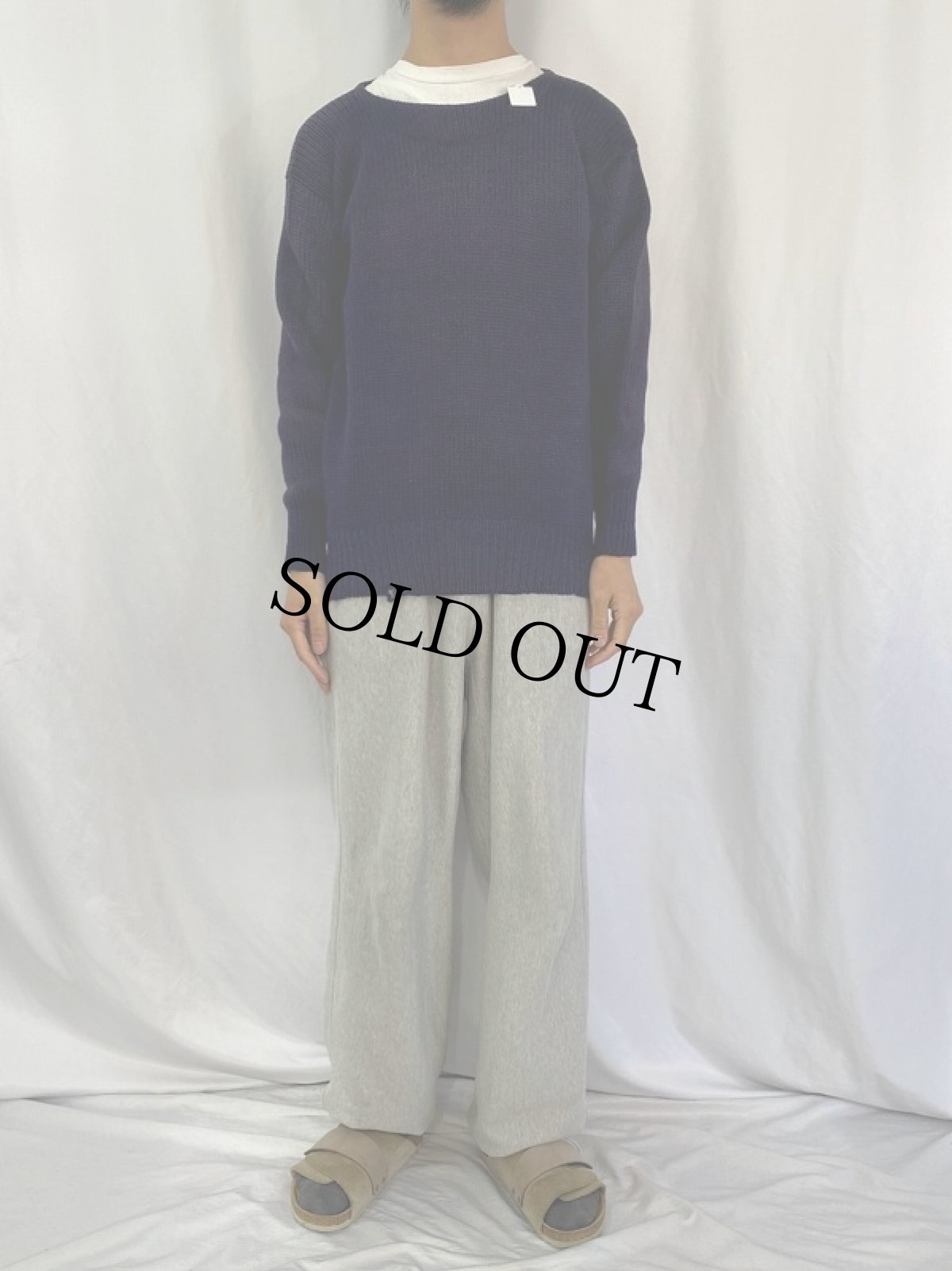 画像2: 50's ウールニットセーター NAVY (2)