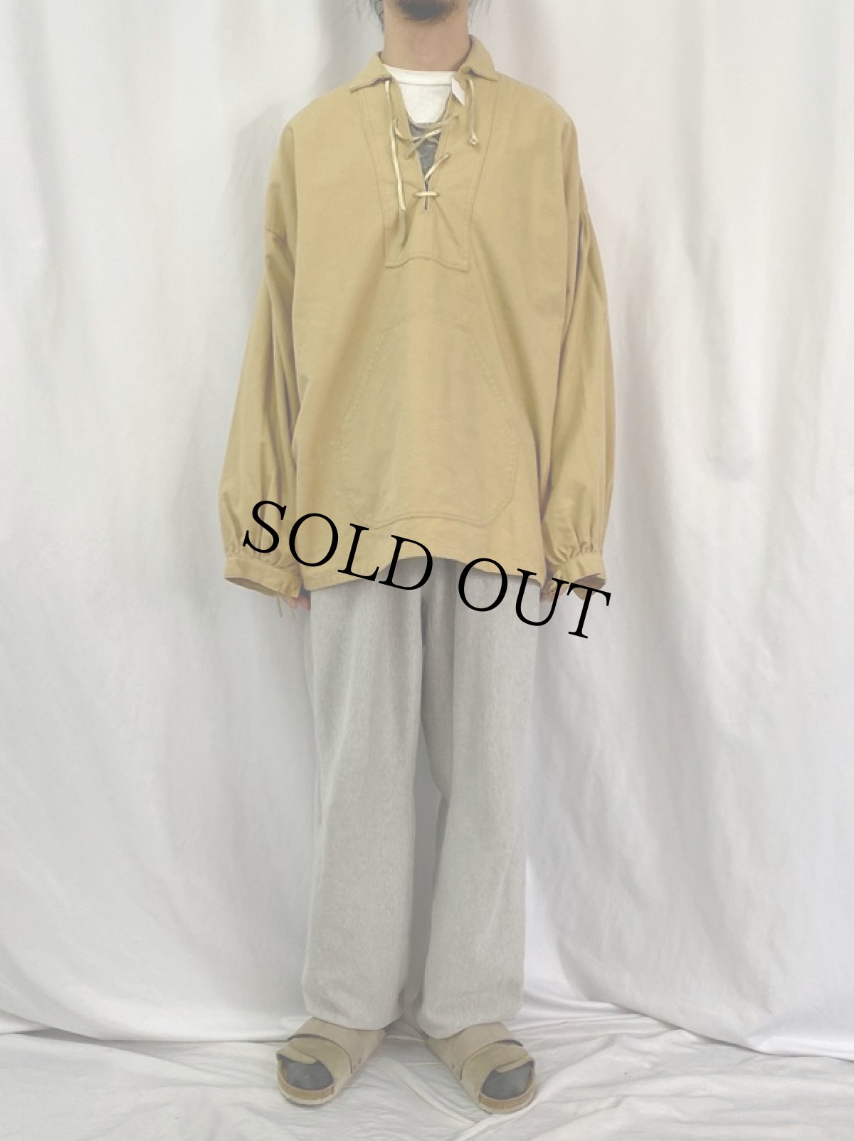 画像2: シャモアクロス レースアップシャツ (2)