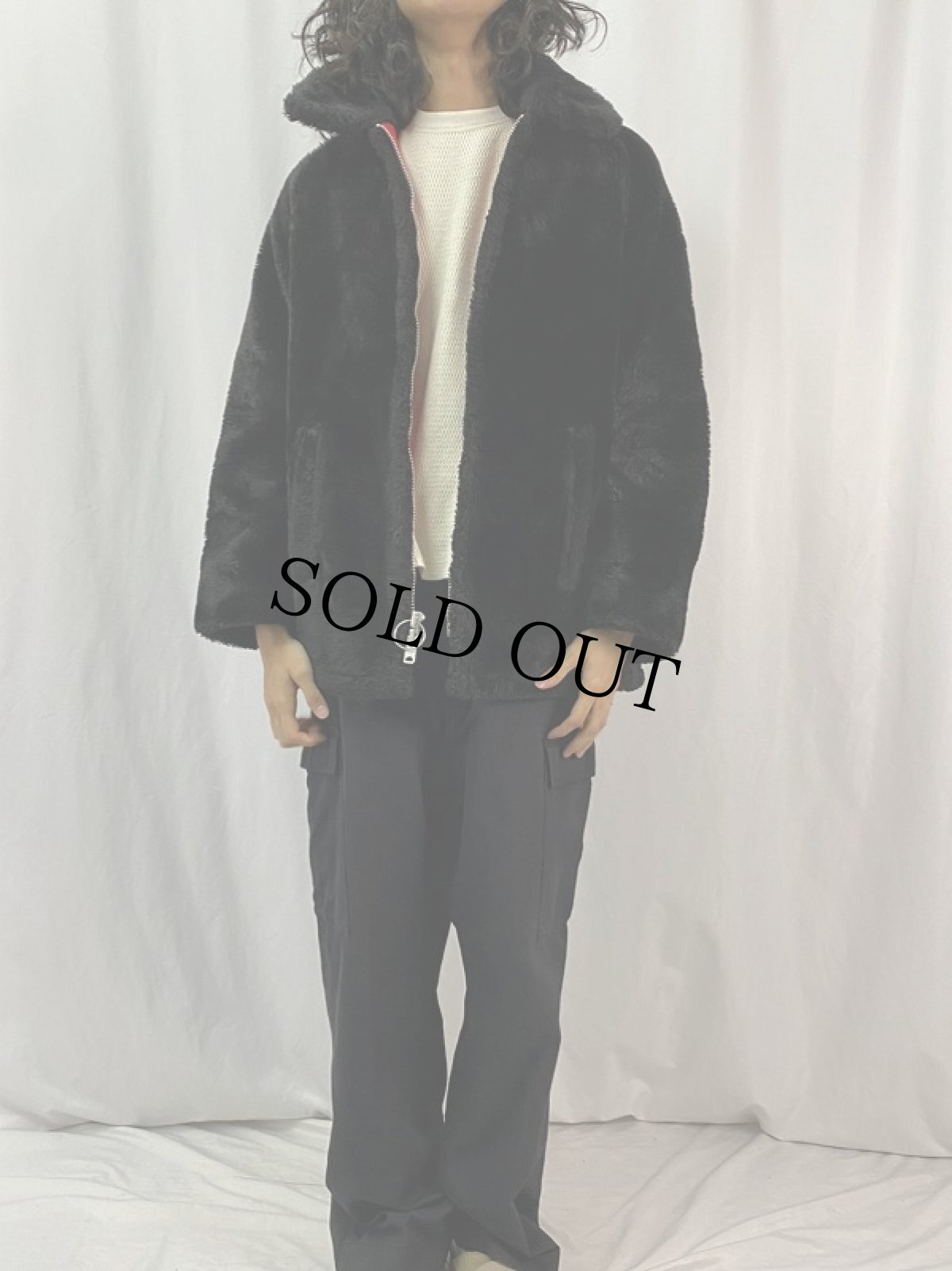 画像2: 70's ZERO KING フェイクファージャケット BLACK SIZE40 (2)