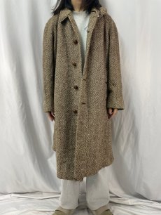 画像2: 50's BURBERRYS ENGLAND製 "IRISH TWEED" ヘリンボーン織 ツイードステンカラーコート (2)