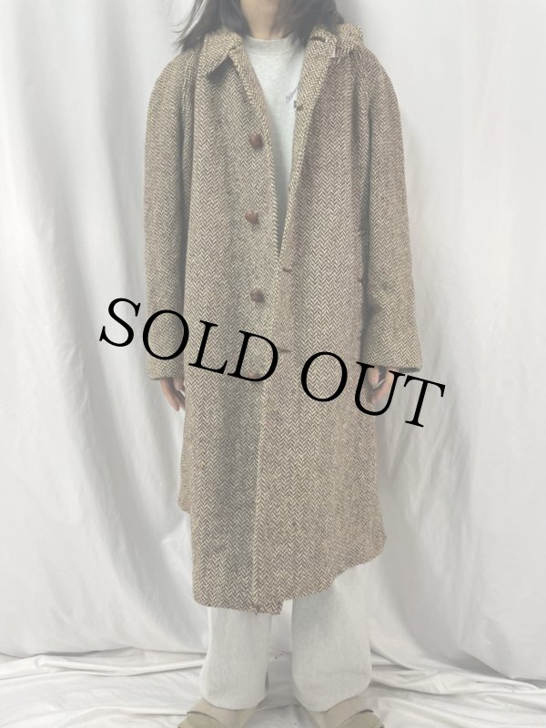 70s~ Burberrys イギリス製 チェスターコート バーバリー ツイード 80s】Burberrys バーバリー ツイードコート 比翼仕立て ウール