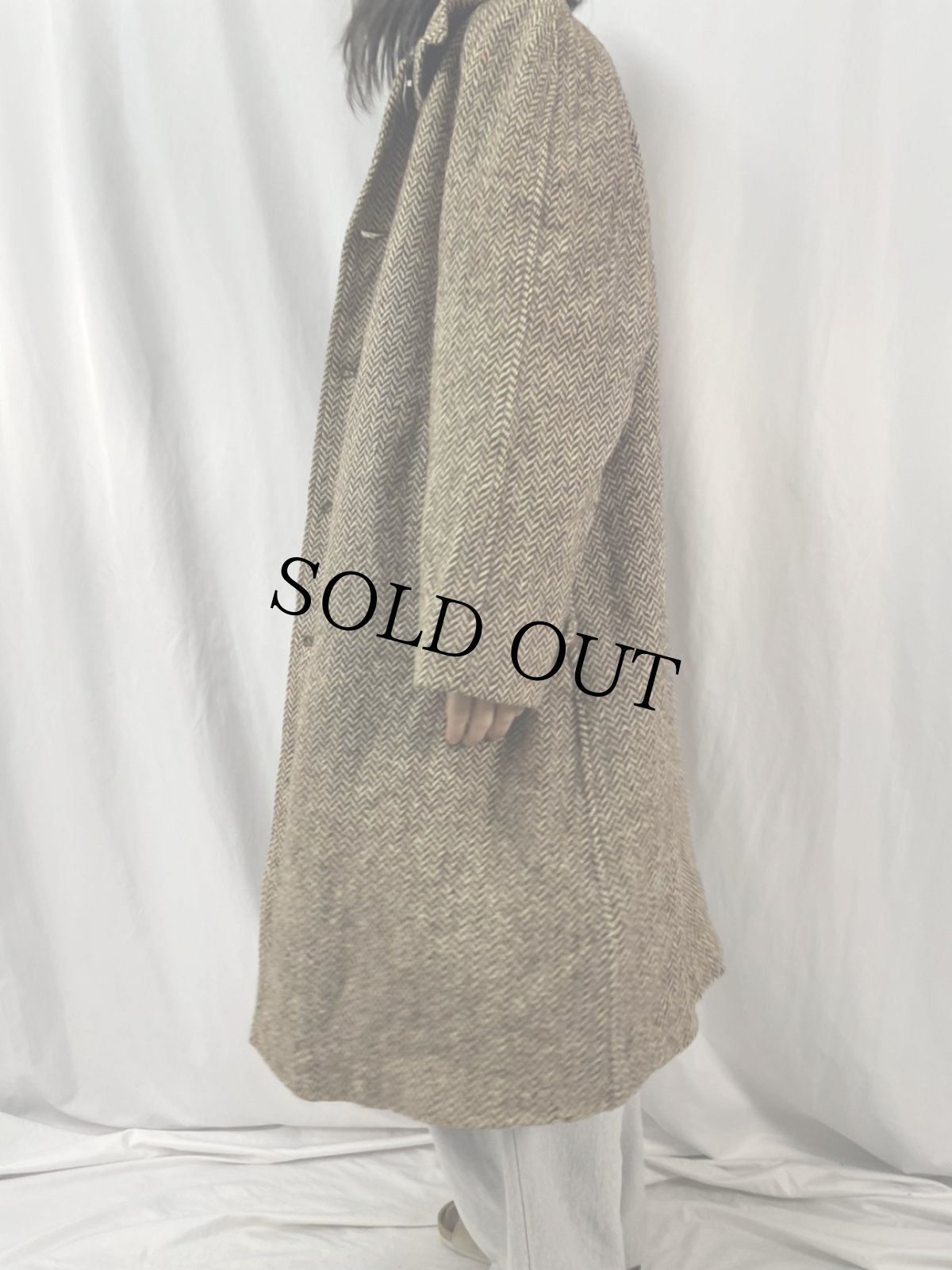 画像3: 50's BURBERRYS ENGLAND製 "IRISH TWEED" ヘリンボーン織 ツイードステンカラーコート (3)