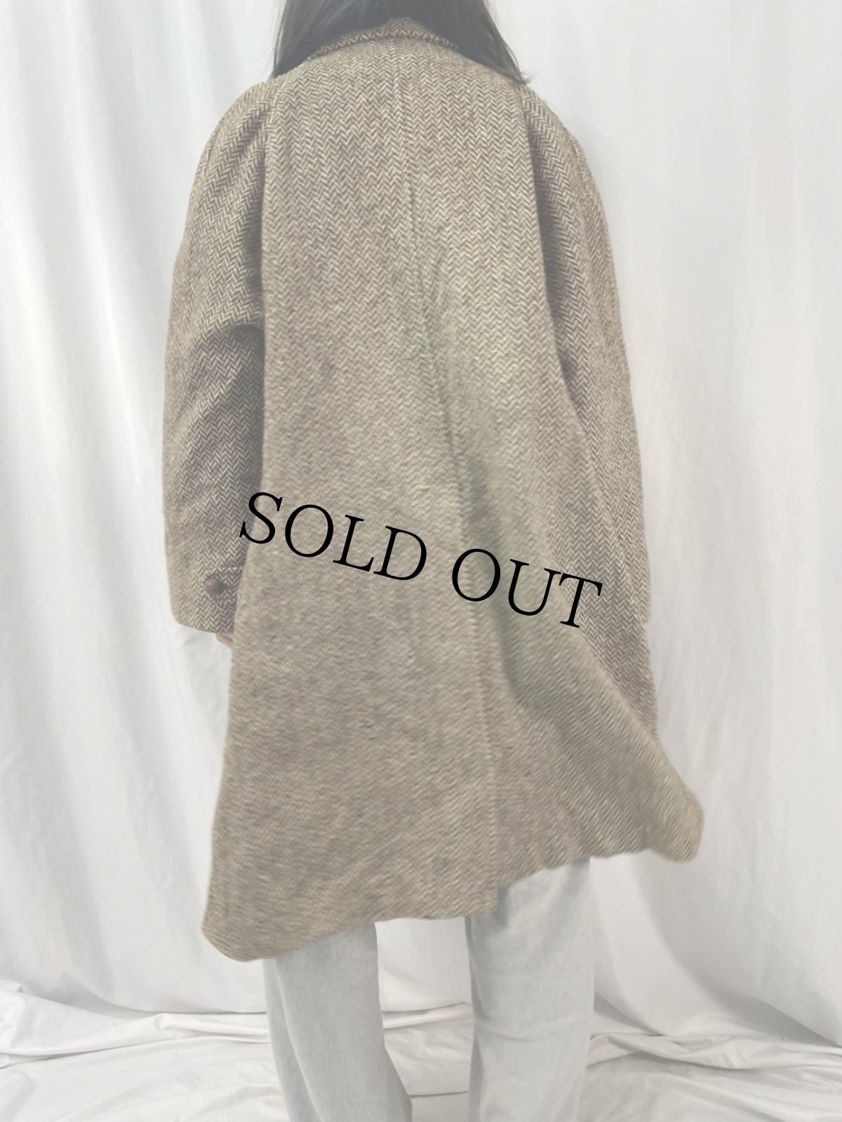 画像4: 50's BURBERRYS ENGLAND製 "IRISH TWEED" ヘリンボーン織 ツイードステンカラーコート (4)