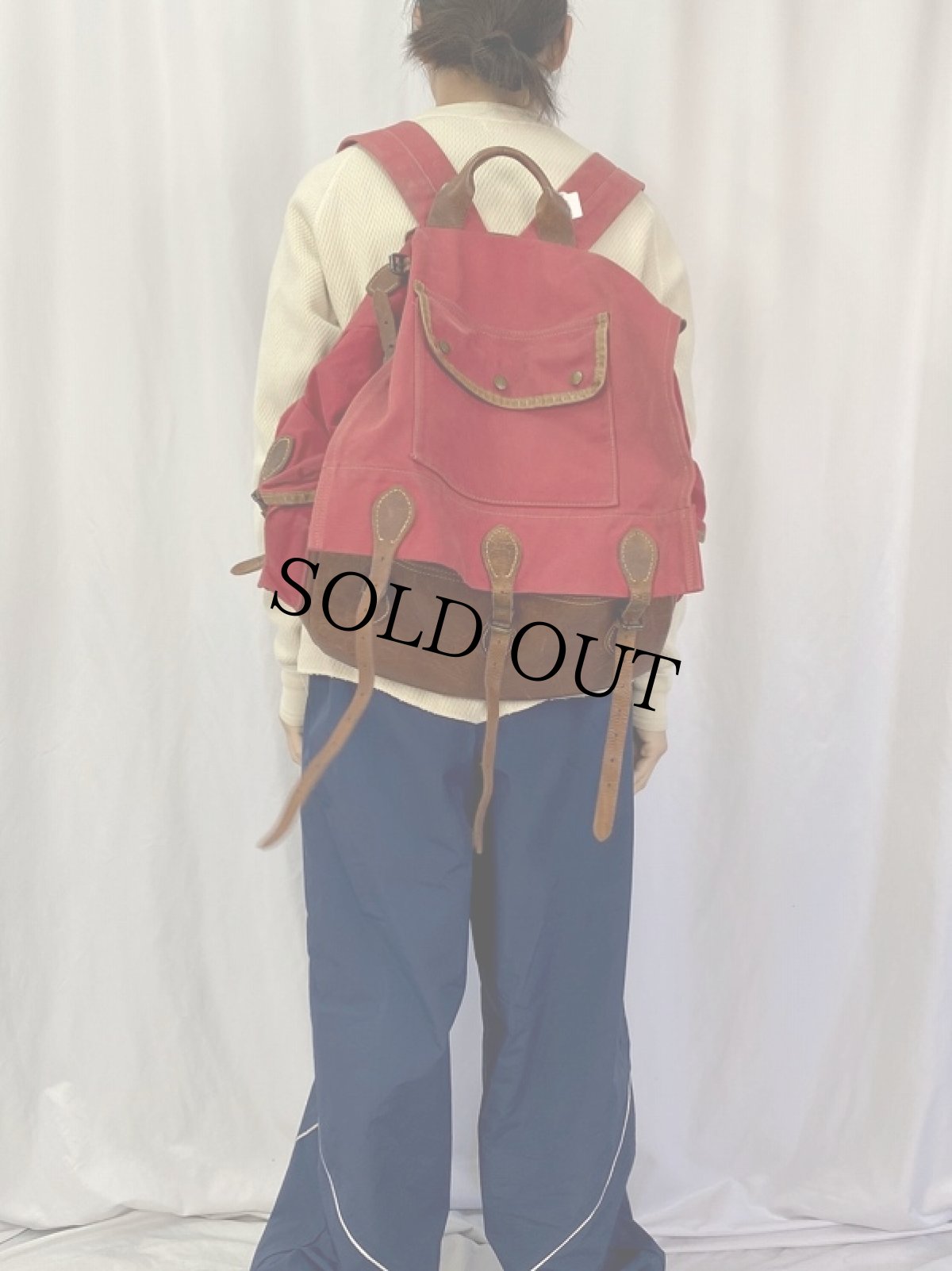 画像2: Ralph Lauren RRL キャンバス×レザーバックパック (2)