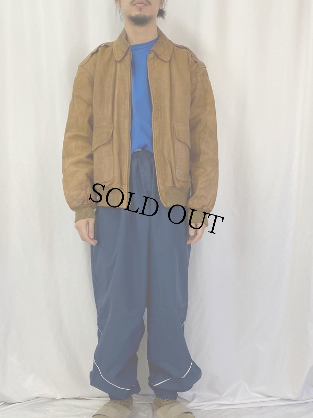 画像2: 90's POLO Ralph Lauren "A-2TYPE" レザーフライトジャケット (2)